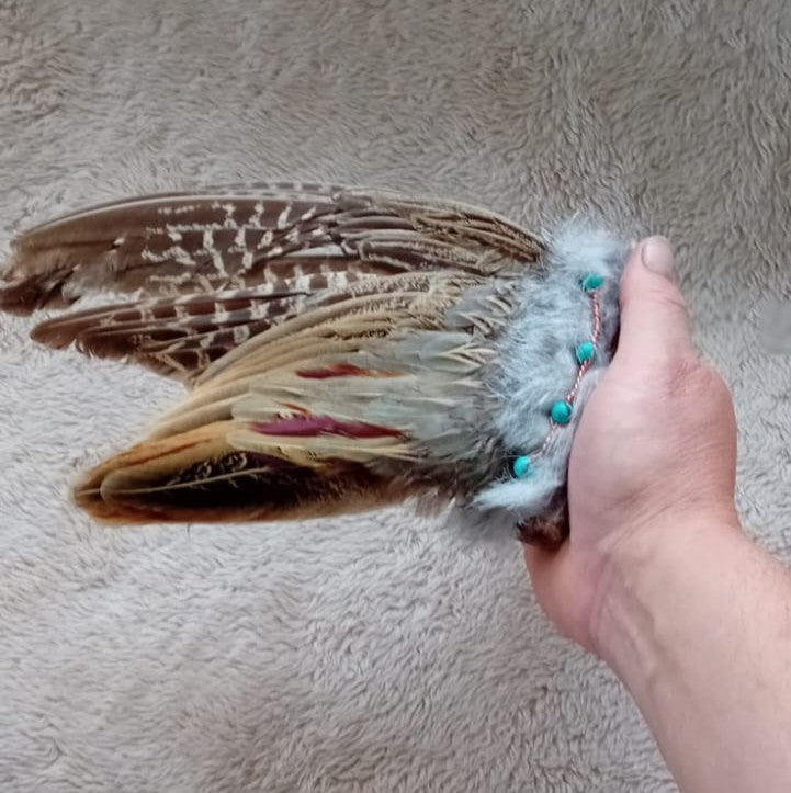 Spirit’s Wing Smudger — Pheasant, Turquoise & Copper Magic”