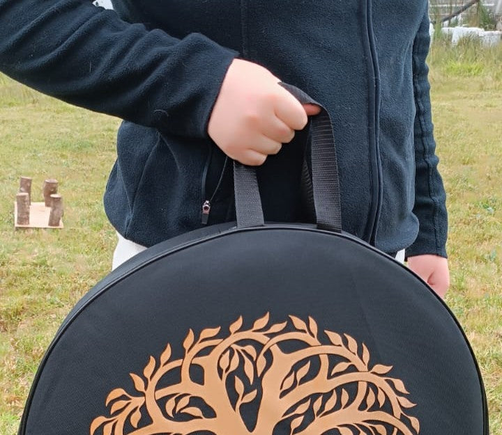 Tree of Life Padded Drum Bag – Black with Gold Sacred Tree Design
