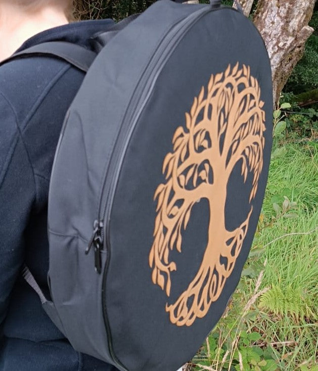 Tree of Life Padded Drum Bag – Black with Gold Sacred Tree Design