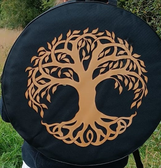 Tree of Life Padded Drum Bag – Black with Gold Sacred Tree Design