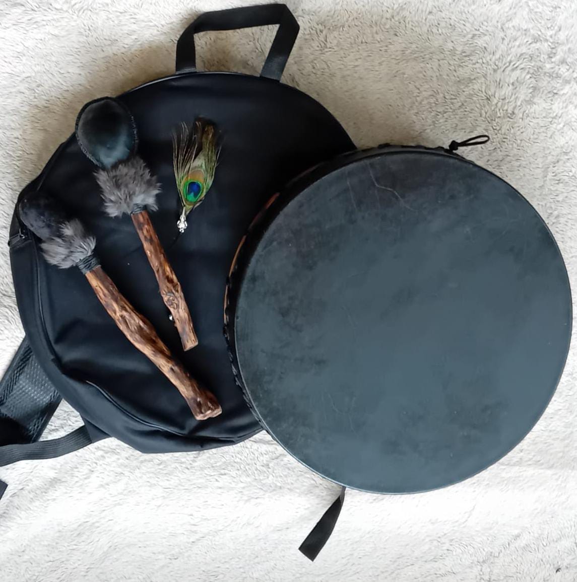 Shadow Guardian — 16-inch" Shamanic Drum with Beater, Rattle and Drum bag