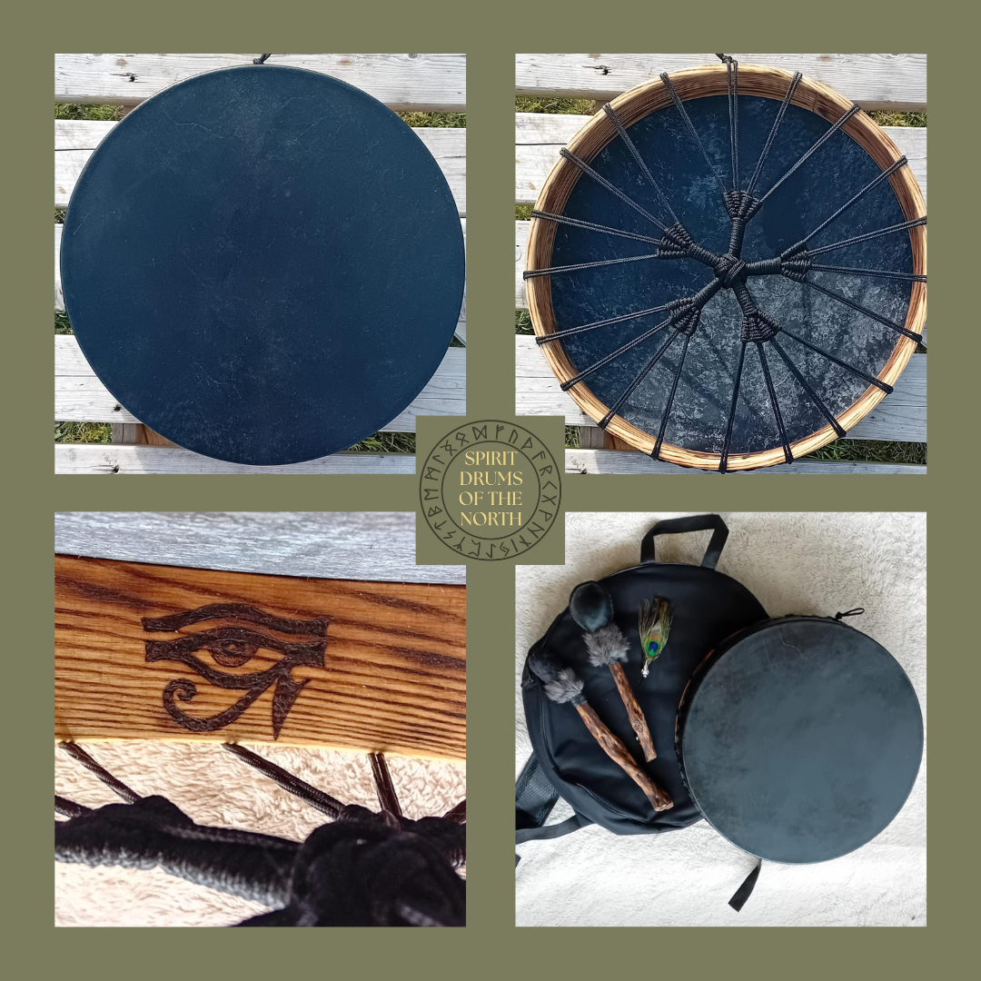 Shadow Guardian — 16-inch" Shamanic Drum with Beater, Rattle and Drum bag