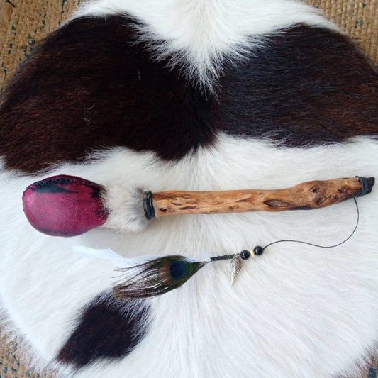 Handmade Shamanic Rattle Red/Black