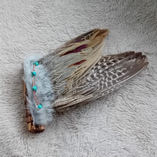 Spirit’s Wing Smudger — Pheasant, Turquoise & Copper Magic”