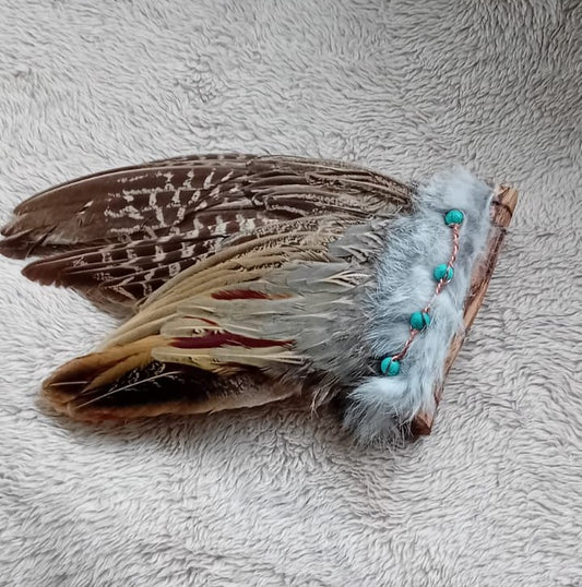 Spirit’s Wing Smudger — Pheasant, Turquoise & Copper Magic”