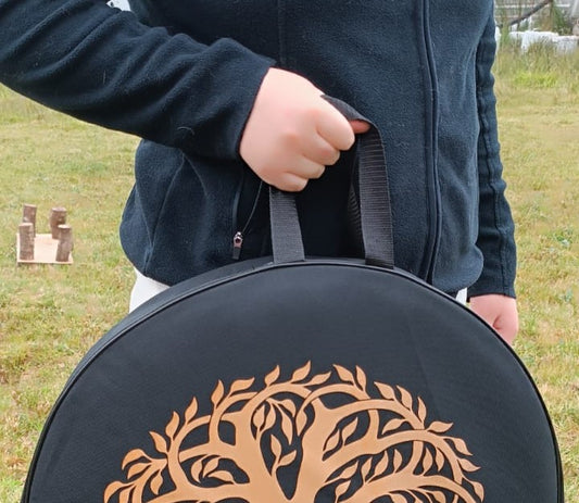 Tree of Life Padded Drum Bag – Black with Gold Sacred Tree Design