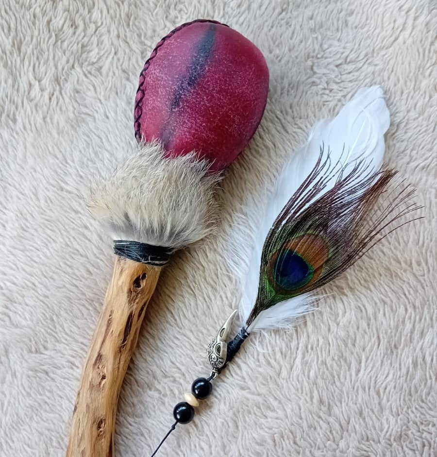 Handmade Shamanic Rattle Red/Black