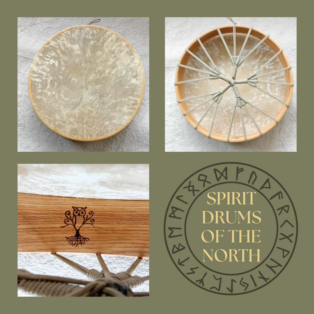 🦉 Keeper of Secrets – 16 inch Shamanic Drum with beater.
