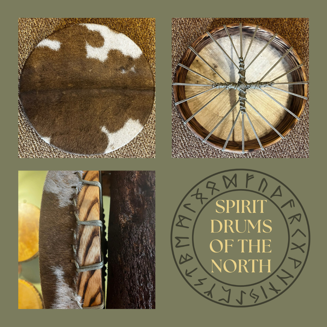 Ash Heart Shamanic Drum/ 16" Cow Hide burnt Ash hoop