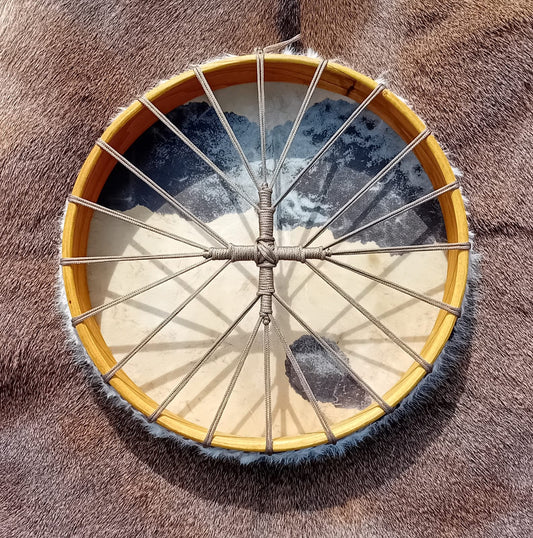 White & Dark Brown Calf Spirit Drum | 18 Inch
