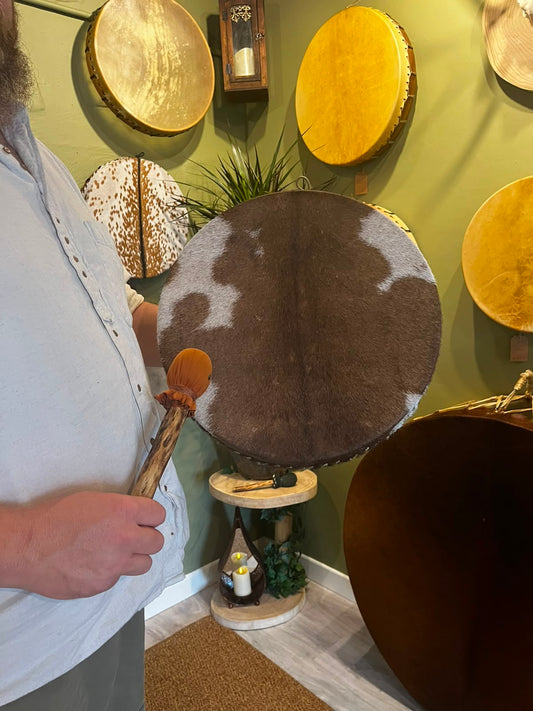 Ash Heart Shamanic Drum/ 16" Cow Hide burnt Ash hoop
