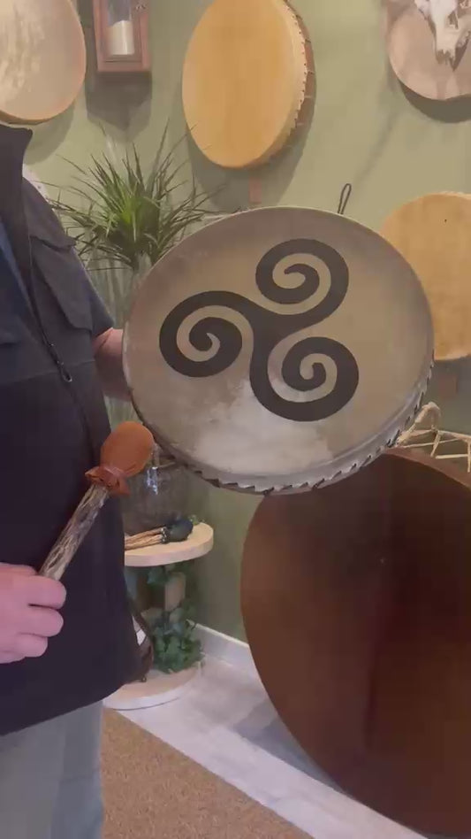 Irish Triskele Spirit Drum/ 16" Buffalo Hide Rosewood hoop